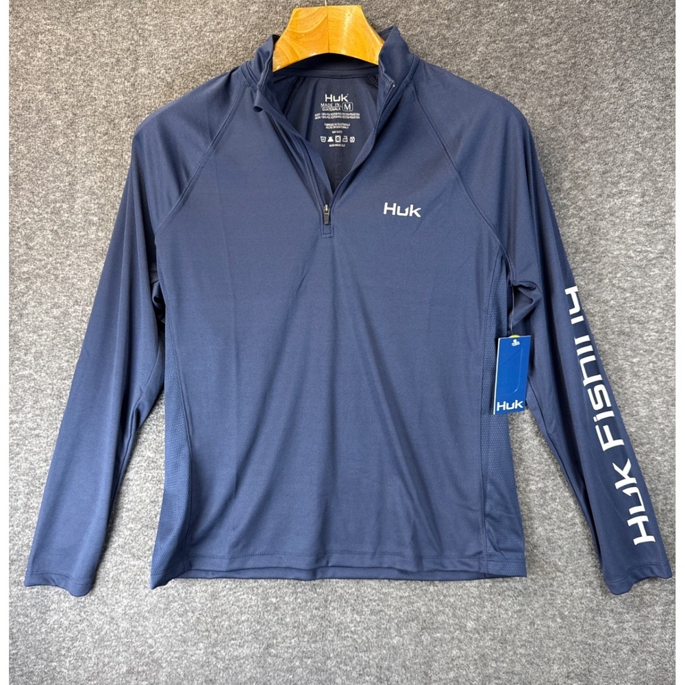 Huk Pursuit 1/4 Zip Fishing Shirt Womens M Navy Blue NEW Performance Pullover